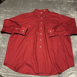 Turnbury Men's 2XL 36 Long Sleeve Maroon Button Up Shirt Dressy Easy Care Cotton